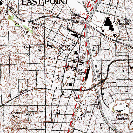 Topographic Map of East Point Presbyterian Church, GA