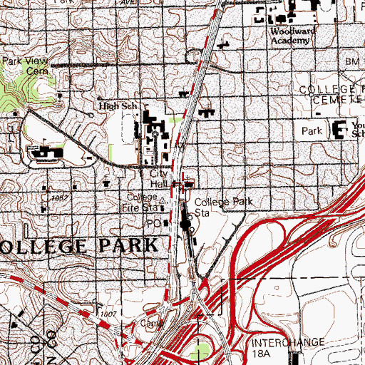 Topographic Map of First United Methodist Church of College Park, GA