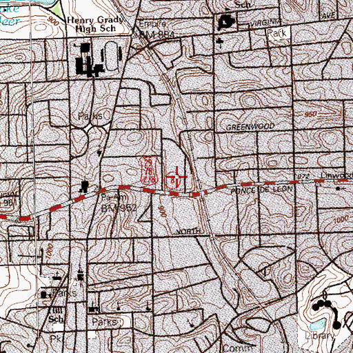 Topographic Map of Ponce De Leon Baseball Park (historical), GA