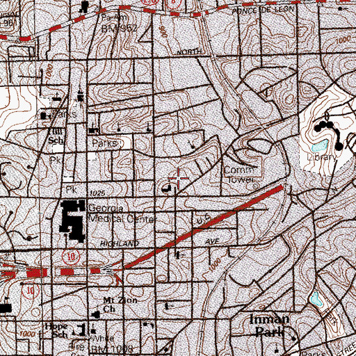 Topographic Map of Childrens Hospital (historical), GA