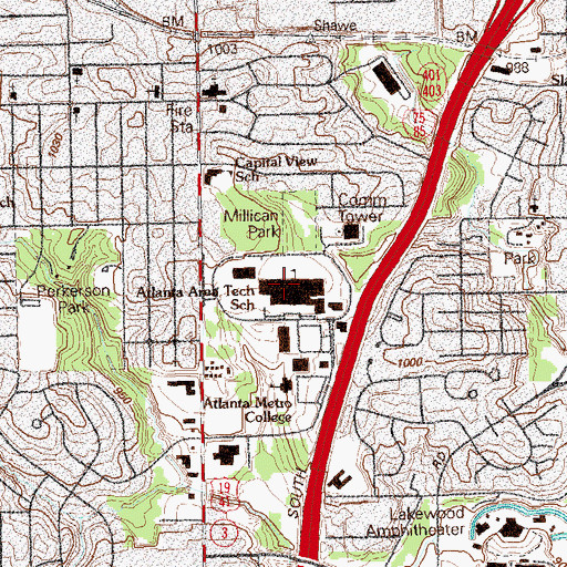 Topographic Map of Atlanta Technical College, GA