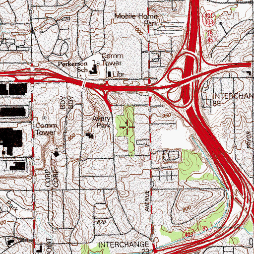 Topographic Map of Avery Park, GA