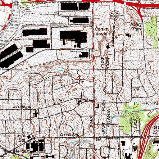 Topographic Map of Brookdale Park, GA