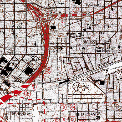Topographic Map of Butler Street Park, GA