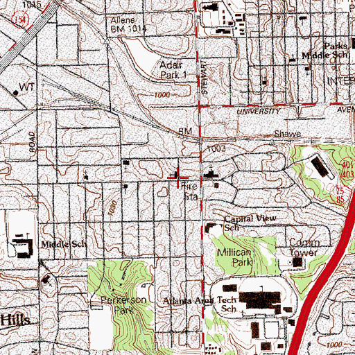 Topographic Map of Capitol View United Methodist Church, GA