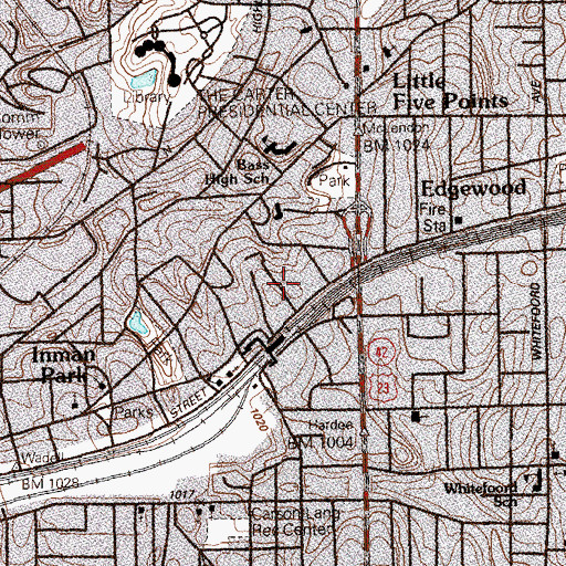 Topographic Map of East Atlanta Primitive Baptist Church, GA