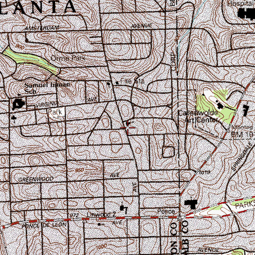 Topographic Map of First Spanish Baptist Church of Atlanta, GA