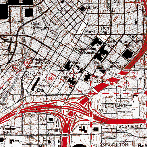 Topographic Map of Georgia Plaza Park, GA