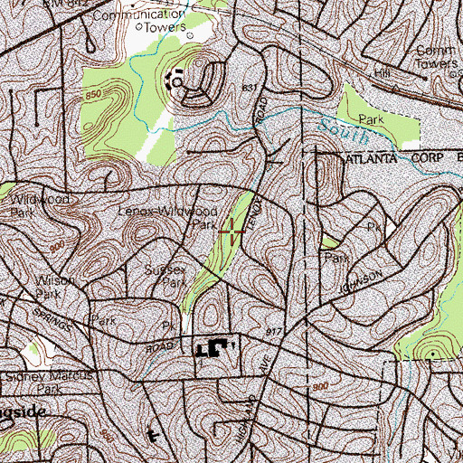 Topographic Map of Lenox Wildwood Park, GA