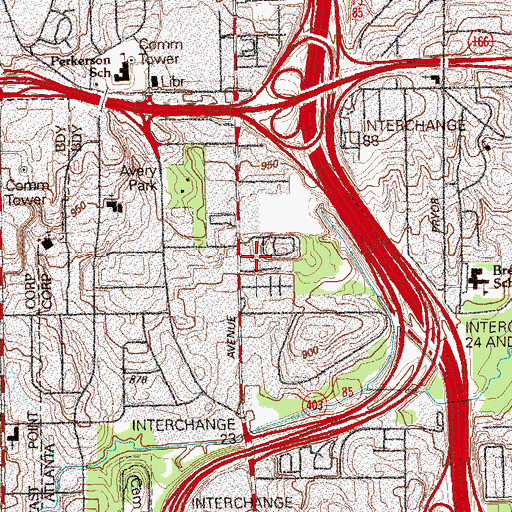 Topographic Map of Pine Grove Trailer Park, GA