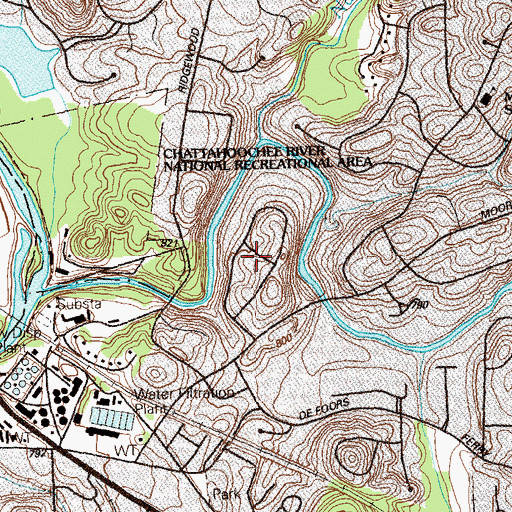 Topographic Map of Ridgewood Heights, GA