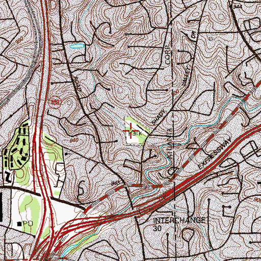 Topographic Map of Shady Valley Park, GA