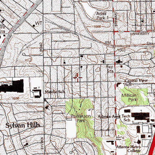 Topographic Map of Capitol View, GA