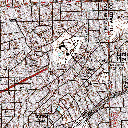 Topographic Map of Copen Hill, GA