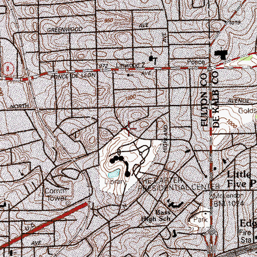 Topographic Map of Linwood, GA