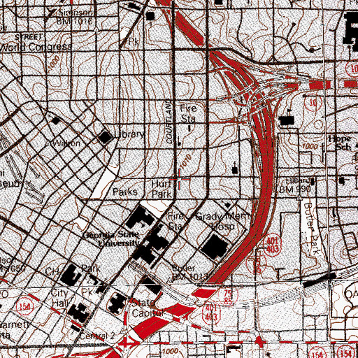 Topographic Map of Wesley Memorial Hospital (historical), GA