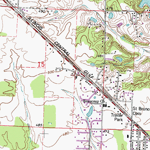 Topographic Map of Beaucoup School (historical), IL