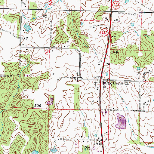 Topographic Map of Nation School (historical), IL
