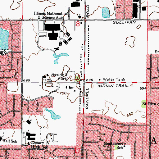 Topographic Map of Randall School (historical), IL