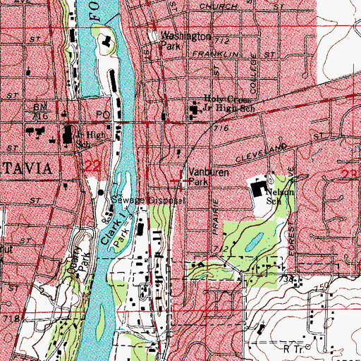 Topographic Map of Vanburen Park, IL
