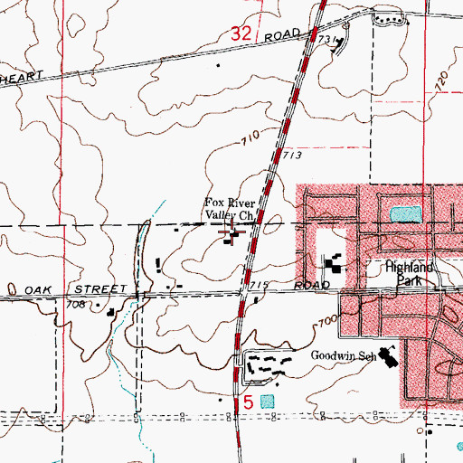 Topographic Map of Fox River Valley Baptist Church, IL