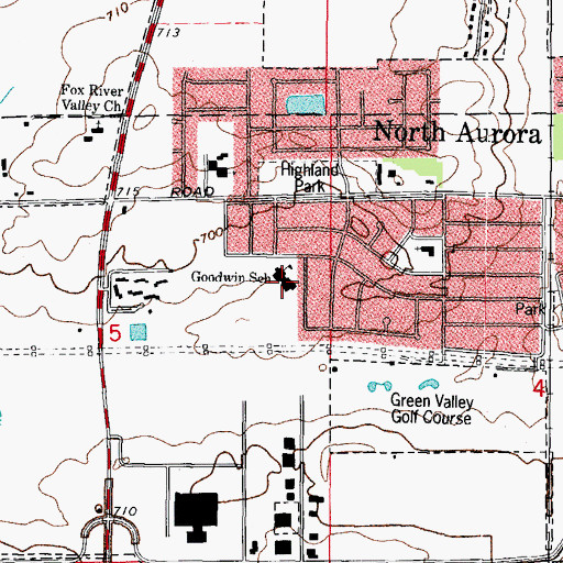 Topographic Map of Lucia Goodwin Elementary School, IL