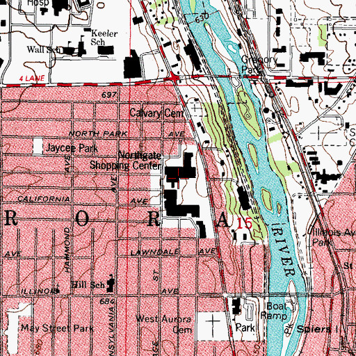 Topographic Map of Northgate Shopping Center, IL