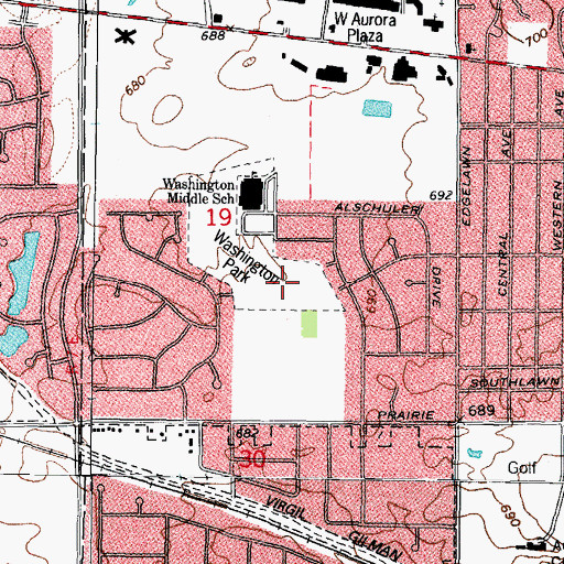 Topographic Map of Washington Park, IL