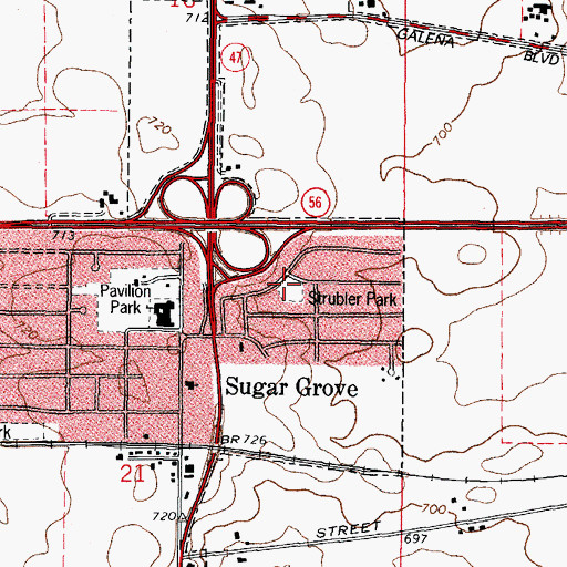 Topographic Map of Strubler Park, IL