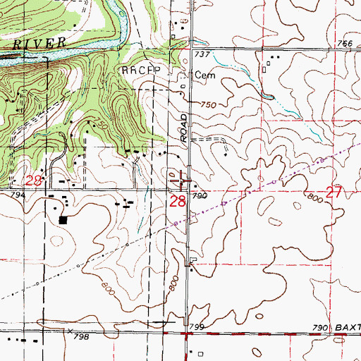 Topographic Map of Powell School (historical), IL