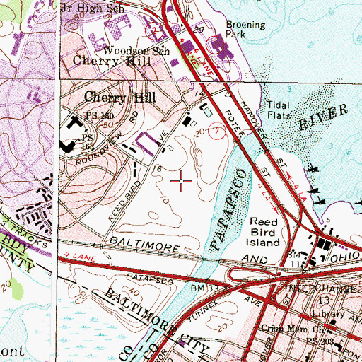 Topographic Map of Cherry Hill Park, MD