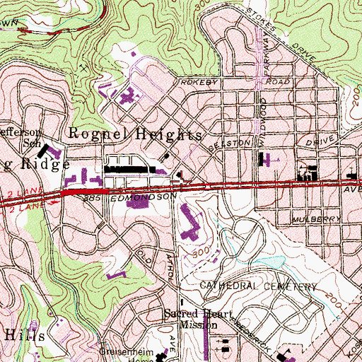 Topographic Map of Edmondson Avenue Branch Enoch Pratt Free Library, MD