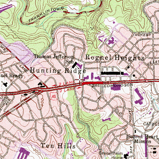 Topographic Map of Hunting Ridge Presbyterian Church, MD