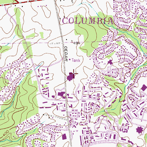 Topographic Map of Harper's Choice Middle School, MD