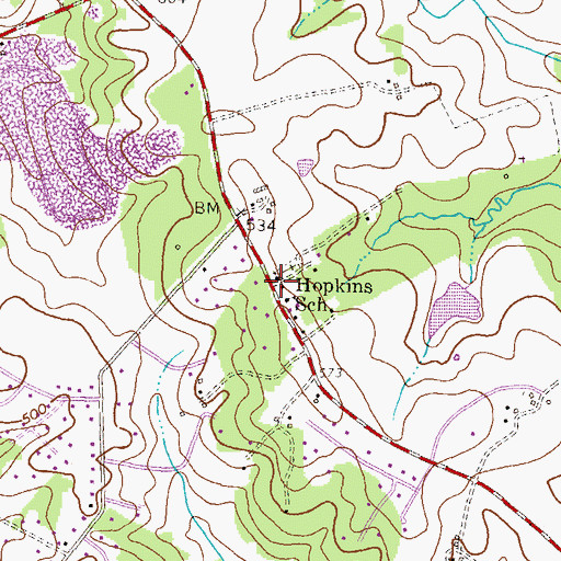 Topographic Map of Hopkins United Methodist Church, MD