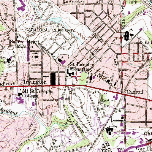 Topographic Map of Saint Josephs Spiritual Center, MD