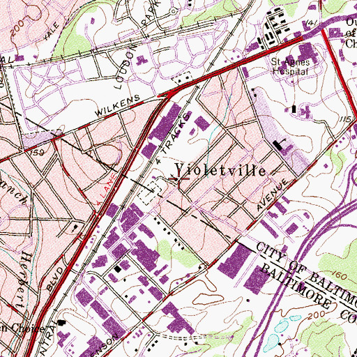 Topographic Map of Violetville United Methodist Church, MD