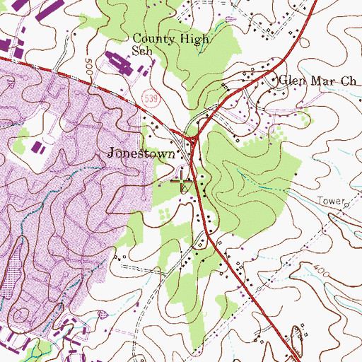 Topographic Map of Barrington Woods, MD