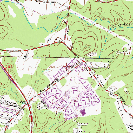 Topographic Map of Canterbury Riding, MD