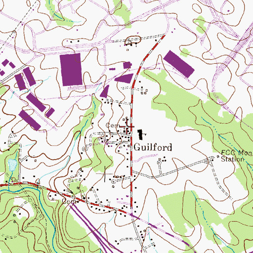 Topographic Map of First Baptist Church of Guilford, MD