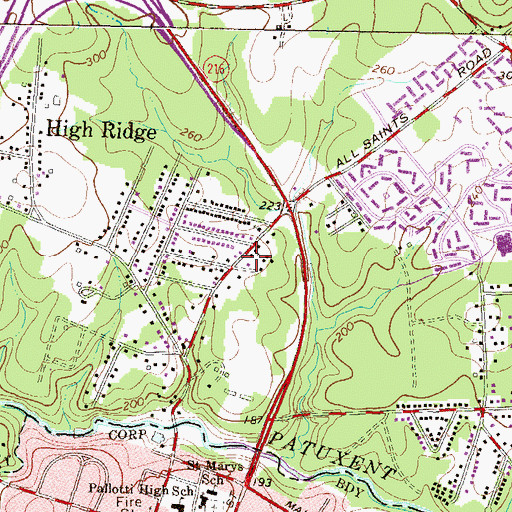 Topographic Map of First Baptist Church of High Ridge, MD