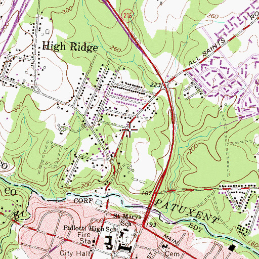 Topographic Map of Gethsemane Baptist Church, MD