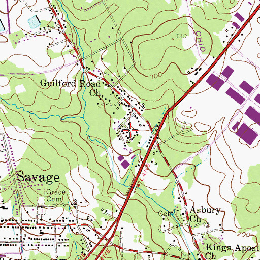 Topographic Map of Glen Court, MD