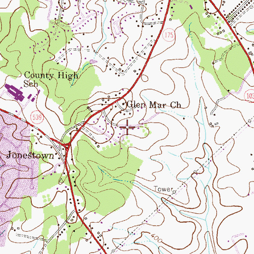 Topographic Map of Glenmar, MD