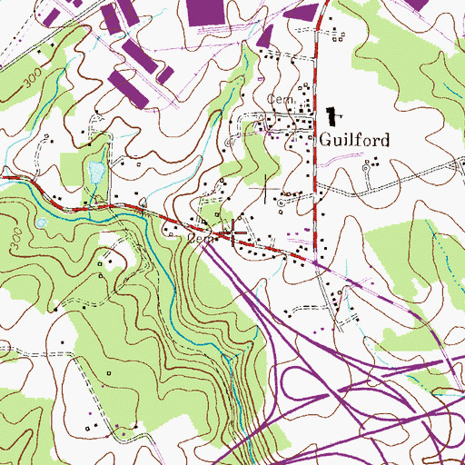 Topographic Map of Guilford United Methodist Church, MD