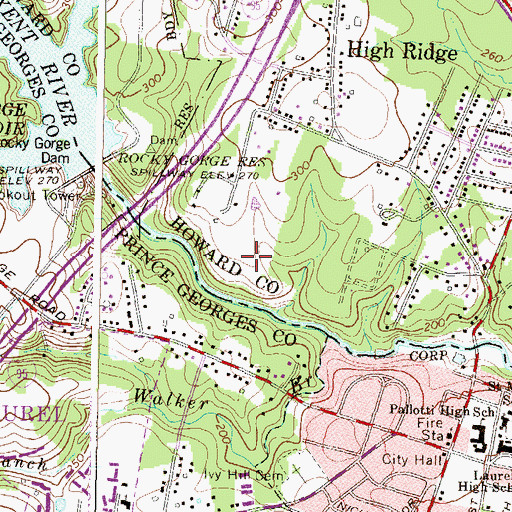 Topographic Map of High Ridge Park, MD