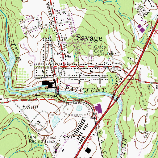 Topographic Map of Savage Baptist Church, MD
