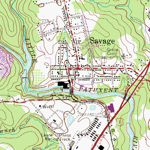 Topographic Map of Savage Community Library, MD