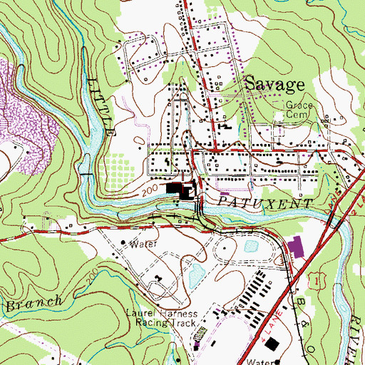 Topographic Map of Savage Industrial Park, MD