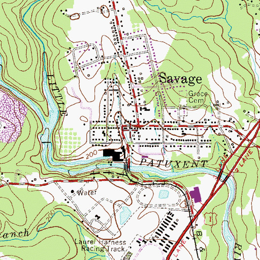 Topographic Map of Savage Town Hall, MD